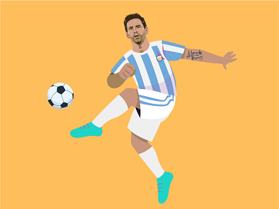Lionel Messi kicking the ball argentina design football illustration messi pelota