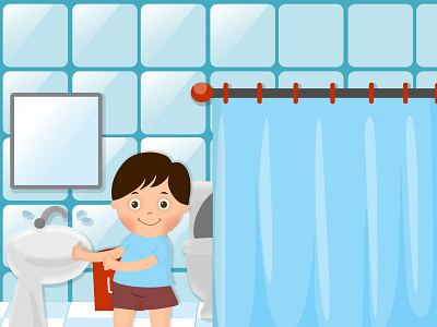 how to use the bathroom3 animation design flat illustration kidsbook vector