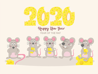 happy new year , year of the rat branding children book illustration cute flat happy happy new year illustracion illustration kidsbooks year of the rat