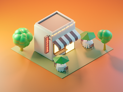 Coffee shop ☕️ 3d 3dart blender design graphic design illustration isometric