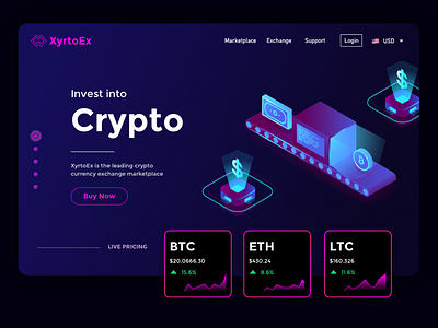 "XyrtoEx" Crypto Exchange Website Concept