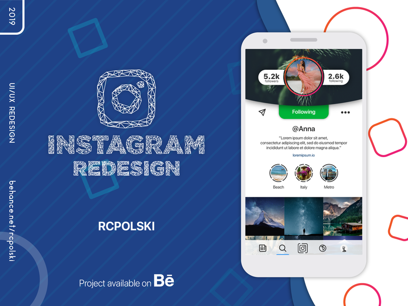 instagram redesign green photos profile stripes dribbble behance wireframe cleandesign clean blue interface uiux ux ui - instagram web redesign on behance