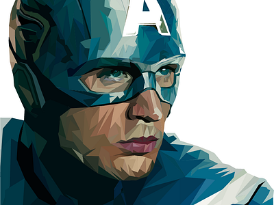 Captain America Low Poly adobe art direction avengers clean comic debut design first shot flat graphic design hello dribble hero illustrator low poly marvel minimal simple vector