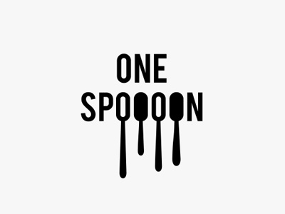 Onespoooon black food logo logodesign spoon white