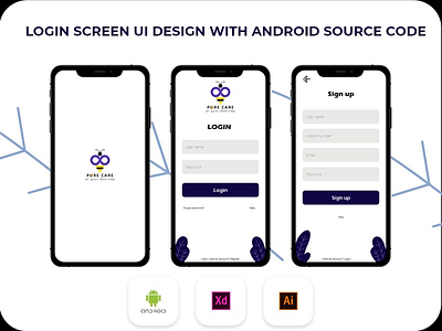 PURE CARE - Login Screen UI Design with Android Source code android login login screen