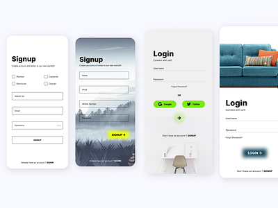 Login/Signup Screens UI Design by D_VS_06 on Dribbble