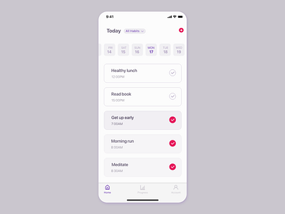 Habits app UI concept