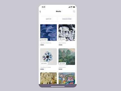 Artwork app UI concept 2 app art app card design detail page flower ui uiux uiuxdesign