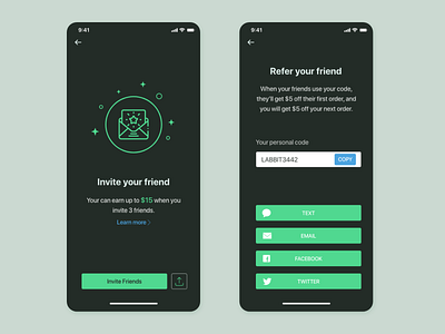 invite friend UI concept app card dark mode design detail page invitation invite referral ui uiux uiuxdesign