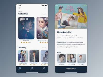 K-Drama app UI concept app card design detail page drama movie movie app tv app ui uiux uiux design