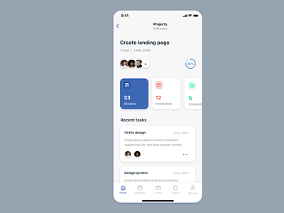 project management UI concept app design detail page project project management task task management ui uiux uiuxdesign