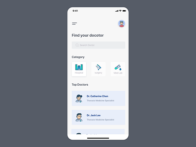 Doctor app UI concept