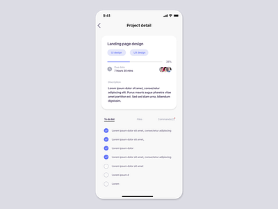 Project management app UI concept app card design detail page project project management task task management ui uiux uiuxdesign