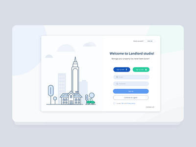 login page of property management app