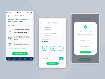 Refer and earn app banking banking dashboard card cashback dashbaord design refer refer and earn referee referral referrals reward saas saas app ui uiux uiuxdesign withdraw withdrawal