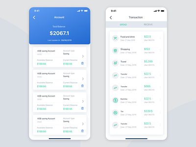 Banking app UI concept