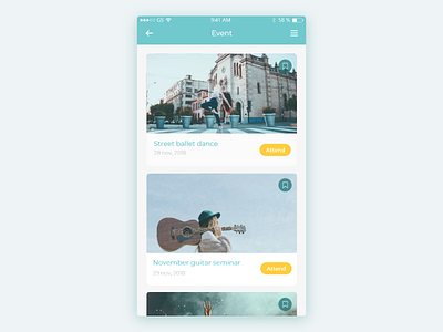 Event app card list app card ui