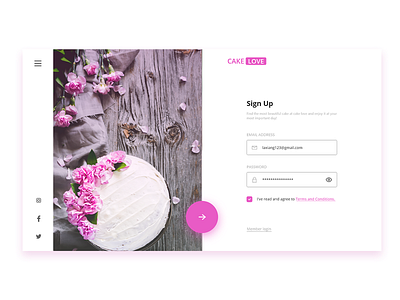 Cake web sign up design design sign up ui web