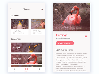 Zoo App UI animal app card design detail page ui zoo