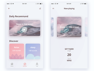 Meditation sound app UI app card design meditation music sleep sound ui yoga