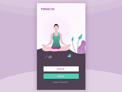 Welcome screen of a yoga app app design illustration landing page login sign up ui yoga