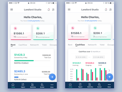 Property management app dashboard app card dashboad dashboard ui design finance app ios app landlord mobile ui property management ui