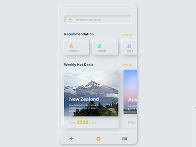 Neumorphic UI page concept of travel app app clean design detail page elegent neumorphic skeuomorphism travel app ui uiux