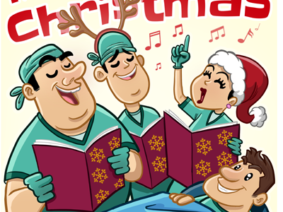 Merry Christmas! carol carolers cartoon christmas doctor merry patient surgeon