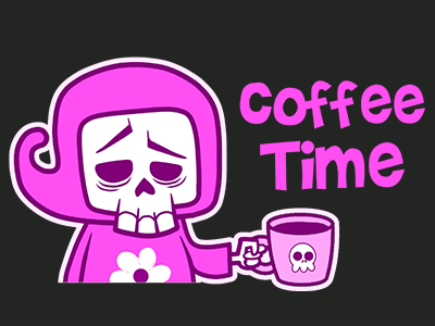 Coffee coffee cute emoji emoticon grim kawaii line messaging pink reaper sticker