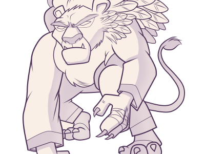 Grappler Lion bjj character fierce grappling jiujitsu lion martialarts mascot pach wip