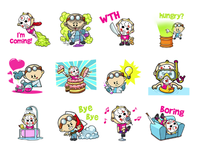 Badd Babies baby cartoon cute emoji emoticon line messenger psycho scientist sticker viber wechat