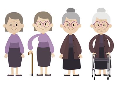 Flat design characters animation character design elder explainer flat old video woman