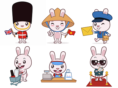 Salonbunny bunny cartoon chibi cute design emoji emoticon kawaii messenger pink rabbit sticker