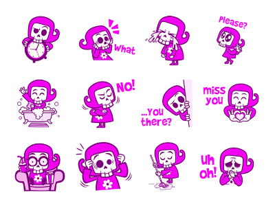 Clumsy Reaper cute digital sticker emoji emoticon kawaii keyboard line messenger reaper sticker