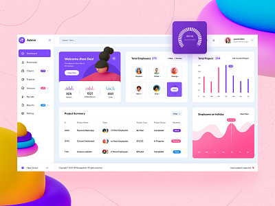 HR management System | Dashboard Widget 3d 3d art 3d widget admin template attracive dashboad dashboard design dashboard template dashboard ui hr hr dashboard hr management hrms interface ui uiux ux