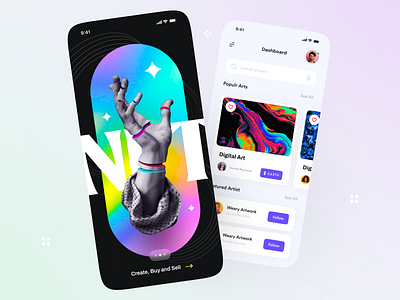 NFT Mobile App | NFT Marketplace app art blockchain clean cryptoart dark ethereum exchanges glassmorphism ios marketplace mobile mobile app mobile user interface nft nft market nft mobile app token tred uiux