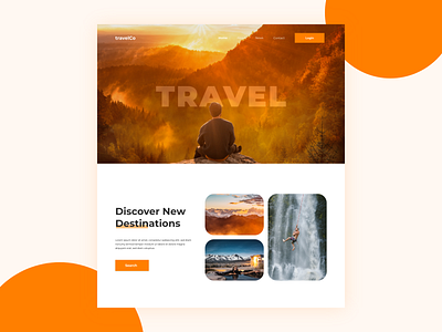 Travel Webpage UI Design animation uidesign web design
