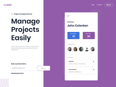 Project Management App Landing Page