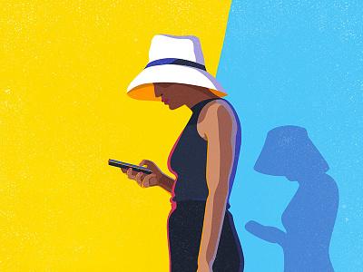 Sunny Day lighting mobile primary colors shadow sun hat yellow