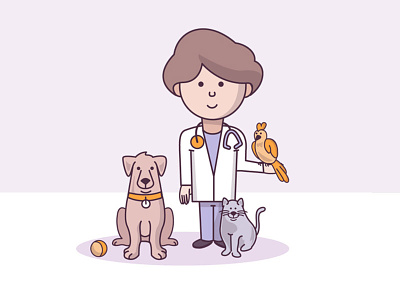 Fuzzy People animals cats dogs health illustration people vet illustrations veterinarian