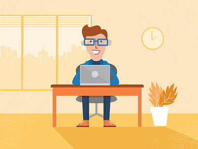 Pivotmail Person cartoon computer desk glasses illustration man illustration office person workers