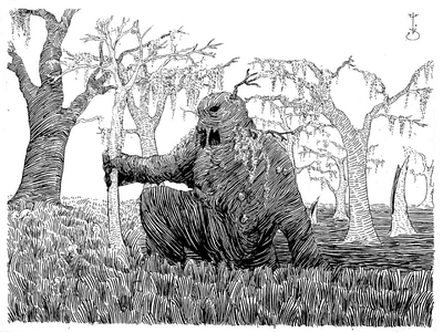 From the Bog horror illustration misterwillow monster pen and ink