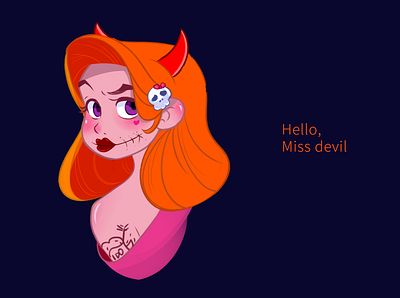 Hello, Miss devil illustratio