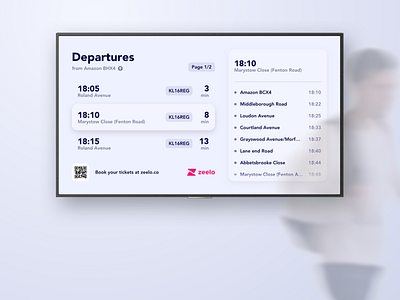 Zeelo Departure Board dashboard departure product design transport tv