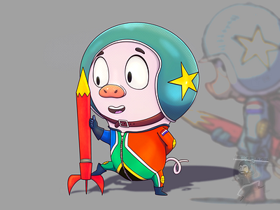 Rocket Pig cartoon character coffeescartoon pig rocket