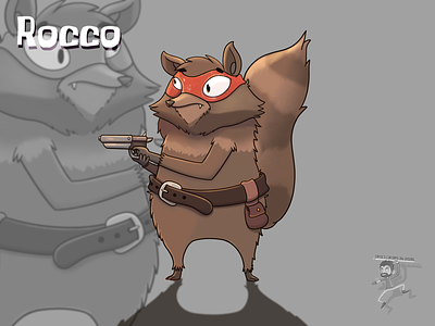 Rocco cartoon coffeescartoon cute gun gunslinger raccoon