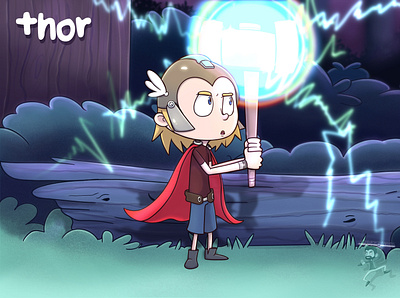 Thor character coffeescartoon fanart illustration thor