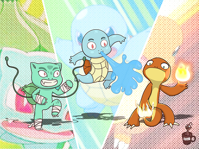 Pokemon Gen 1 bulbasaur charmander coffeescartoon pokemon squirtle