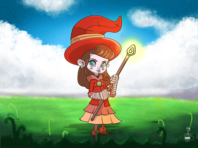 Red Witch cartoon coffeescartoon cute little witch