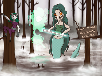 Hidden Treasure of the Swamp! cartoon coffeescartoon engineer goblinshark mermaid specter
